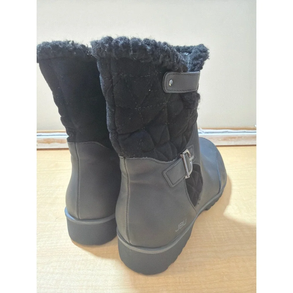 JBU Jambu Gabriella Black Water Resistant Quilted Faux Fur Boots Wide 9.5W